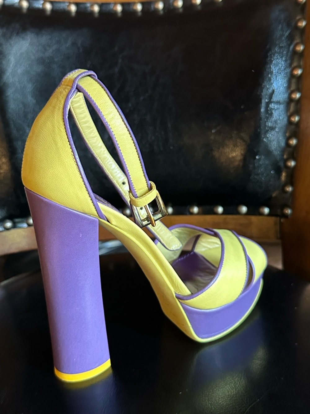 Sebastian Milano Yellow and Purple Platform Heel New with a box and dust bag